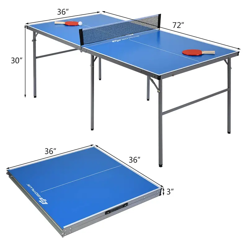Pre-Assembled Portable Ping Pong Table – Folding Table Tennis Set with Net 2