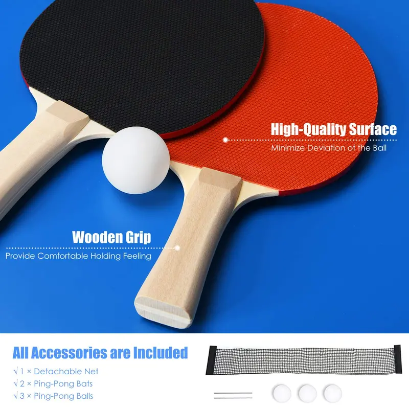 Pre-Assembled Portable Ping Pong Table – Folding Table Tennis Set with Net