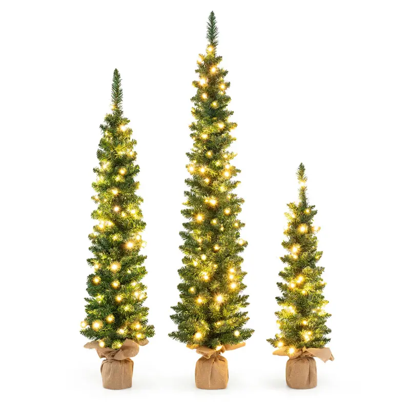 Pre-Lit Artificial Christmas Tree Trio (3', 4', 5')