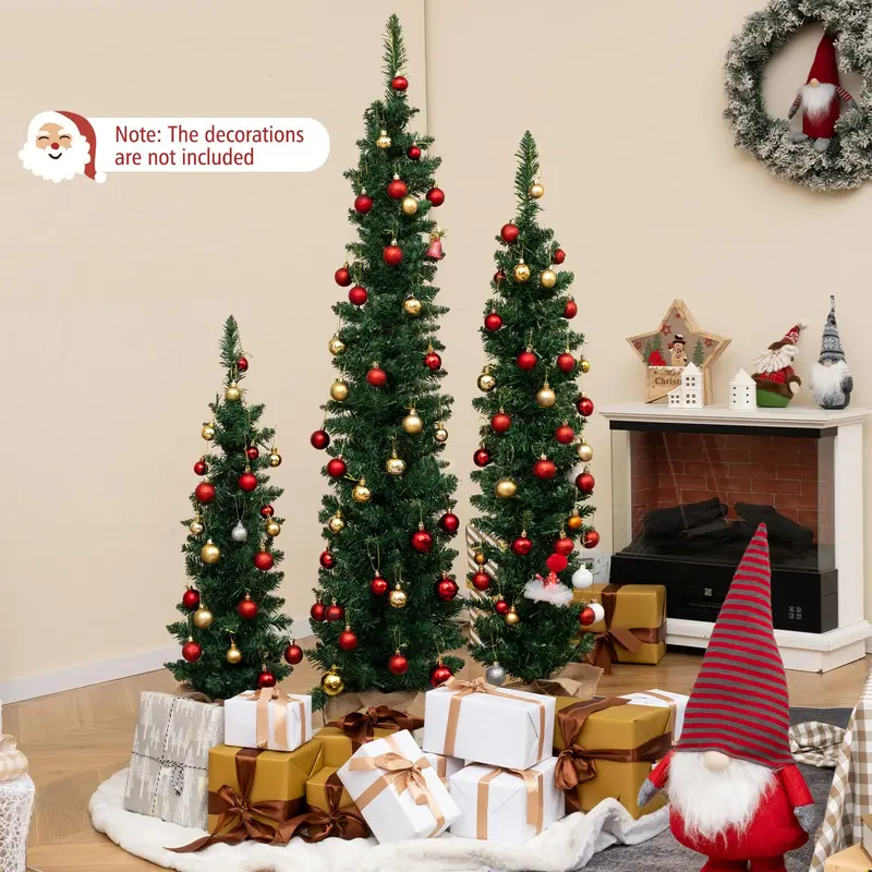 Pre-Lit Artificial Christmas Tree Trio (3', 4', 5') 2
