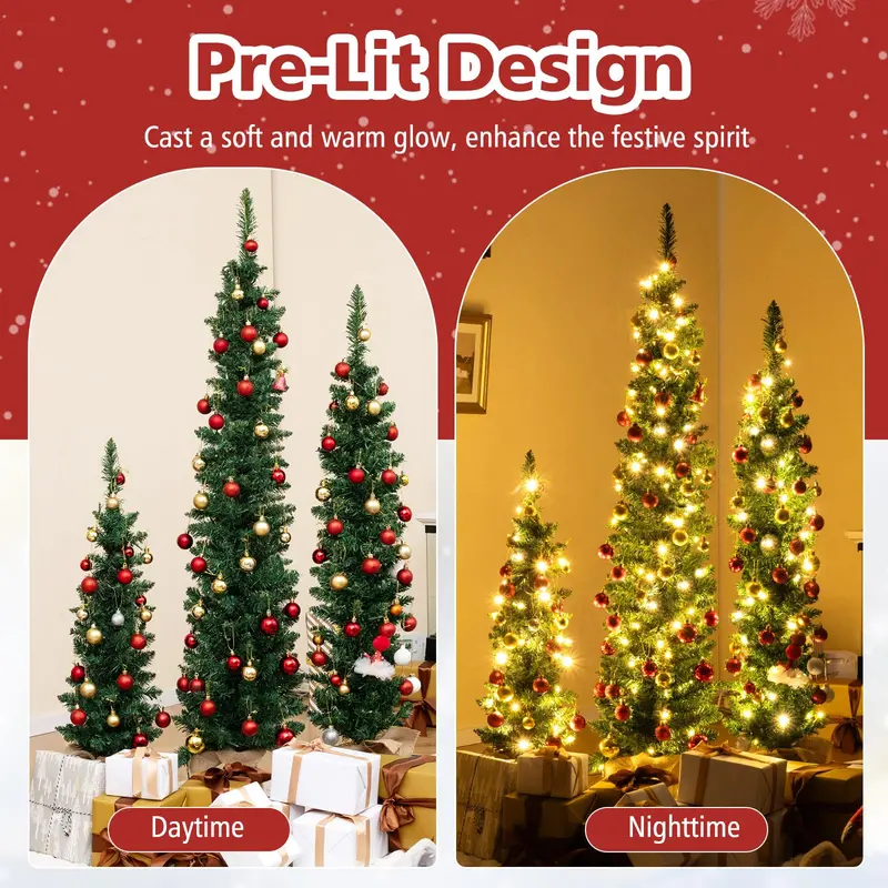 Pre-Lit Artificial Christmas Tree Trio (3', 4', 5')