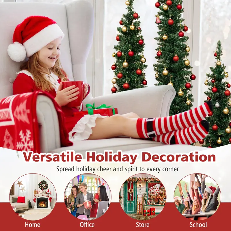 Pre-Lit Artificial Christmas Tree Trio (3', 4', 5')