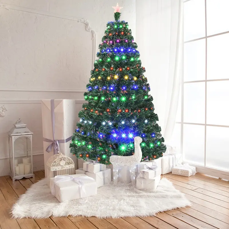 Pre-Lit Fiber Optic Artificial Christmas Tree with 8 Light Modes 2