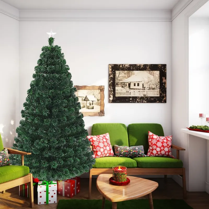 Pre-Lit Fiber Optic Artificial Christmas Tree with 8 Light Modes