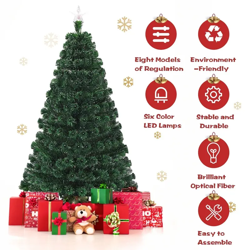 Pre-Lit Fiber Optic Artificial Christmas Tree with 8 Light Modes