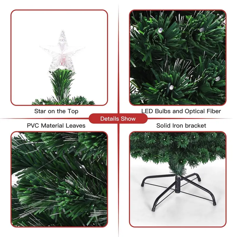 Pre-Lit Fiber Optic Artificial Christmas Tree with 8 Light Modes