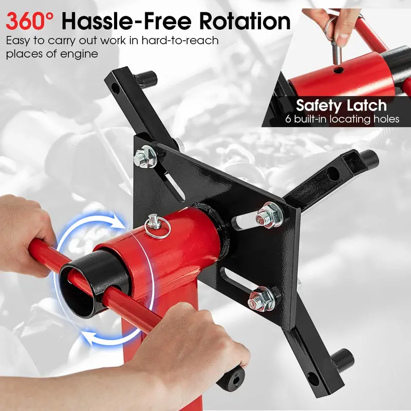 Precision Engine Stand – 750 lb Motor Lift with 360° Rotation, Adjustable Arms & Mobility Wheels