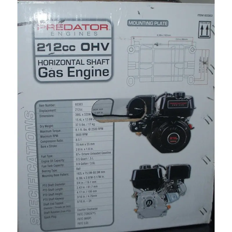 Predator 6.5 HP Horizontal Shaft Engine – 212cc OHV Gas Power Unit for Generators & Equipment