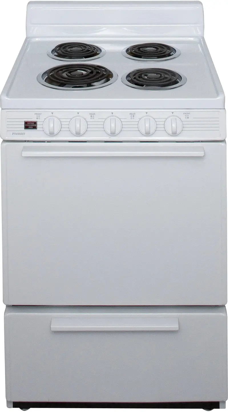 Premier 24-Inch Built-In Electric Range – White Freestanding Oven & Cooktop Combo
