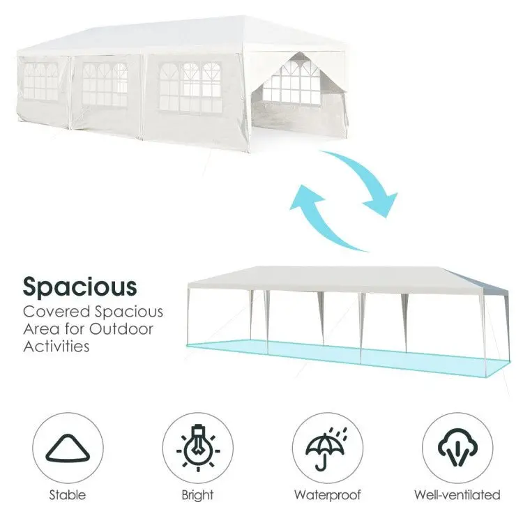 Premium 10' x 30' Pop-Up Canopy Tent with 8 Zippered Sidewalls – Commercial-Grade Party Shelter