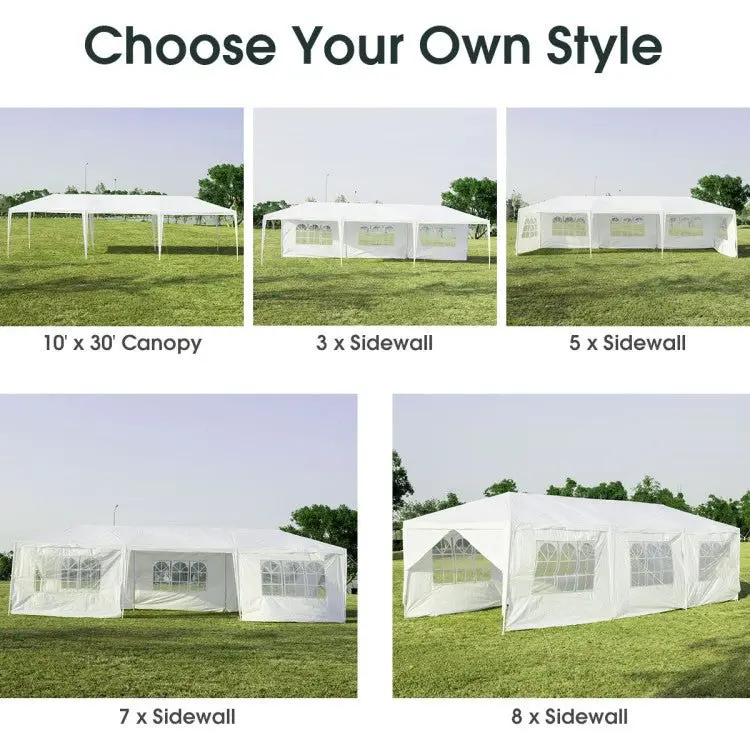 Premium 10' x 30' Pop-Up Canopy Tent with 8 Zippered Sidewalls – Commercial-Grade Party Shelter