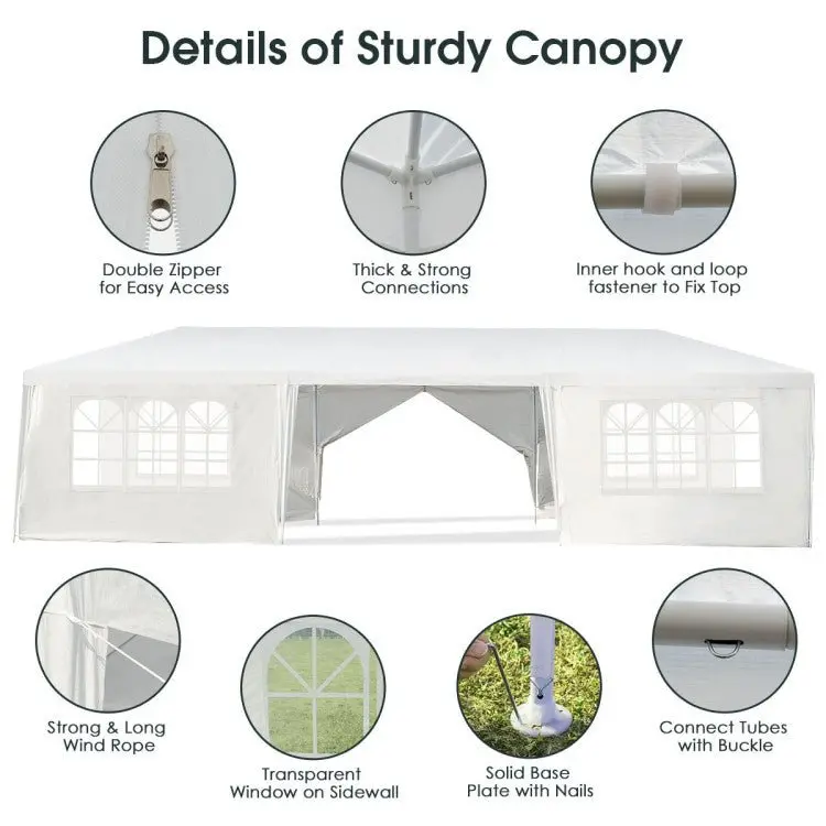 Premium 10' x 30' Pop-Up Canopy Tent with 8 Zippered Sidewalls – Commercial-Grade Party Shelter