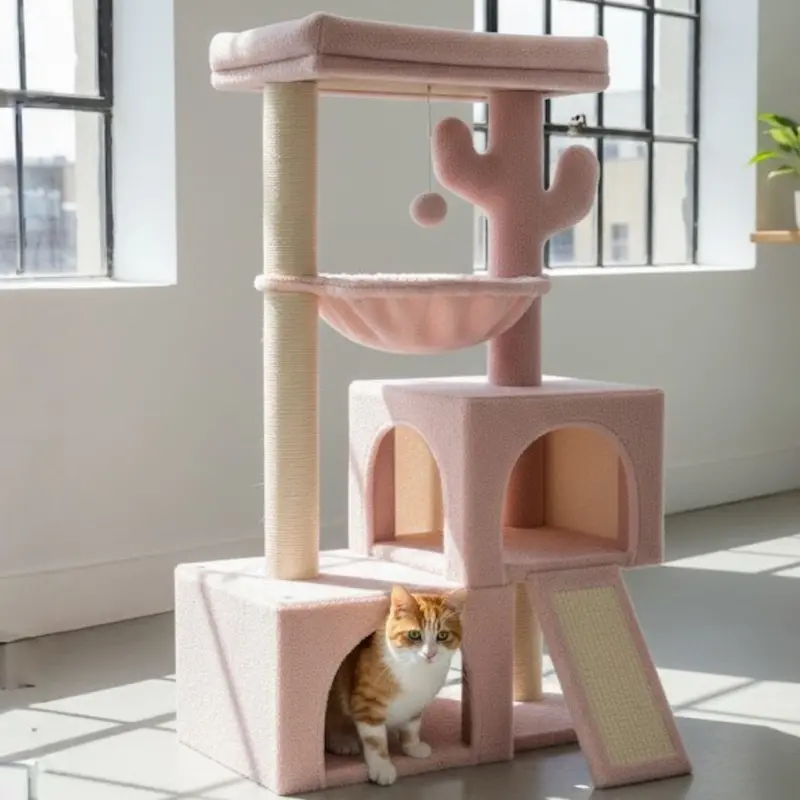 Premium Cat Tree Tower – Twin Condos, Hammock, and Natural Sisal Scratching Posts