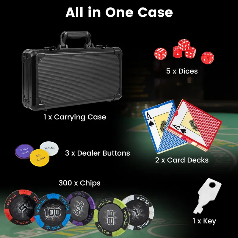 Premium Clay Poker Chip Set – 300 or 500 Pieces, 14g Each