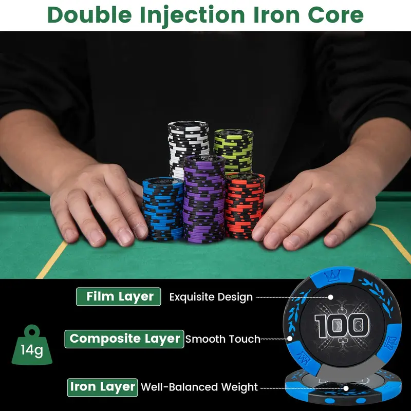 Premium Clay Poker Chip Set – 300 or 500 Pieces, 14g Each