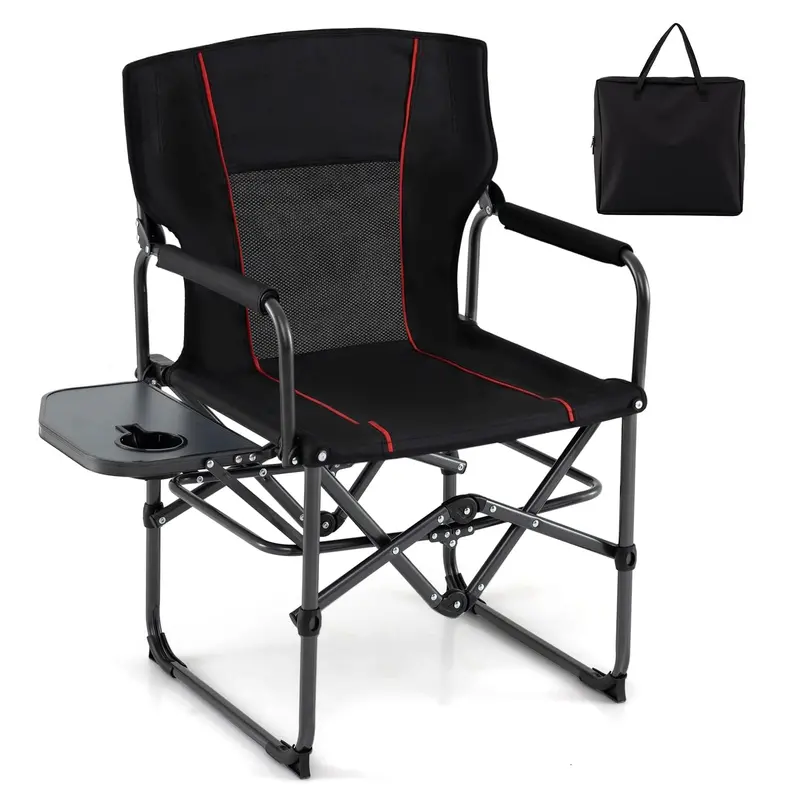 Premium Director Chair with Side Table – Integrated Cup Holder, Lightweight Carry Bag