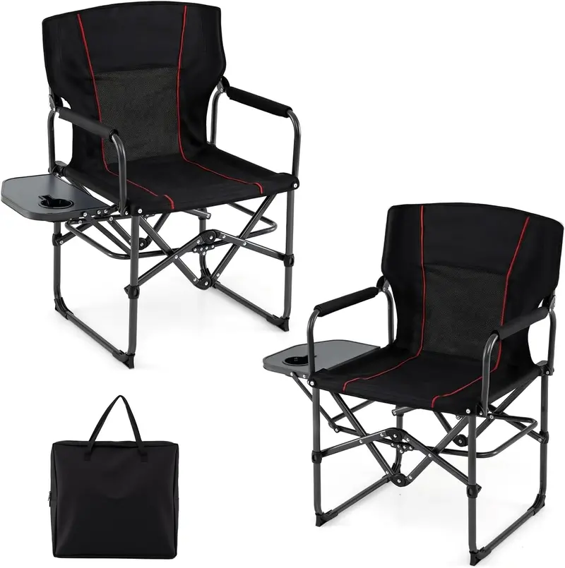 Premium Director Chair with Side Table – Integrated Cup Holder, Lightweight Carry Bag 2