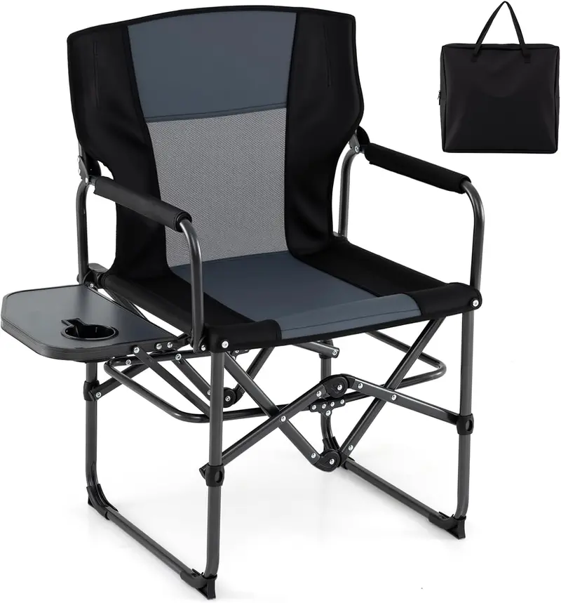 Premium Director Chair with Side Table – Integrated Cup Holder, Lightweight Carry Bag