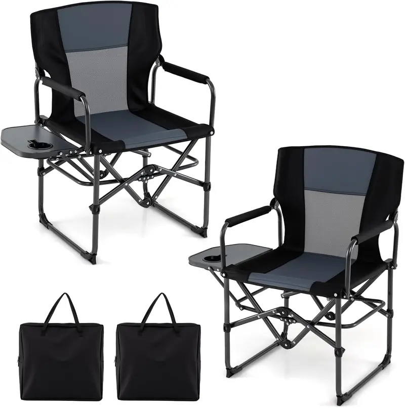 Premium Director Chair with Side Table – Integrated Cup Holder, Lightweight Carry Bag