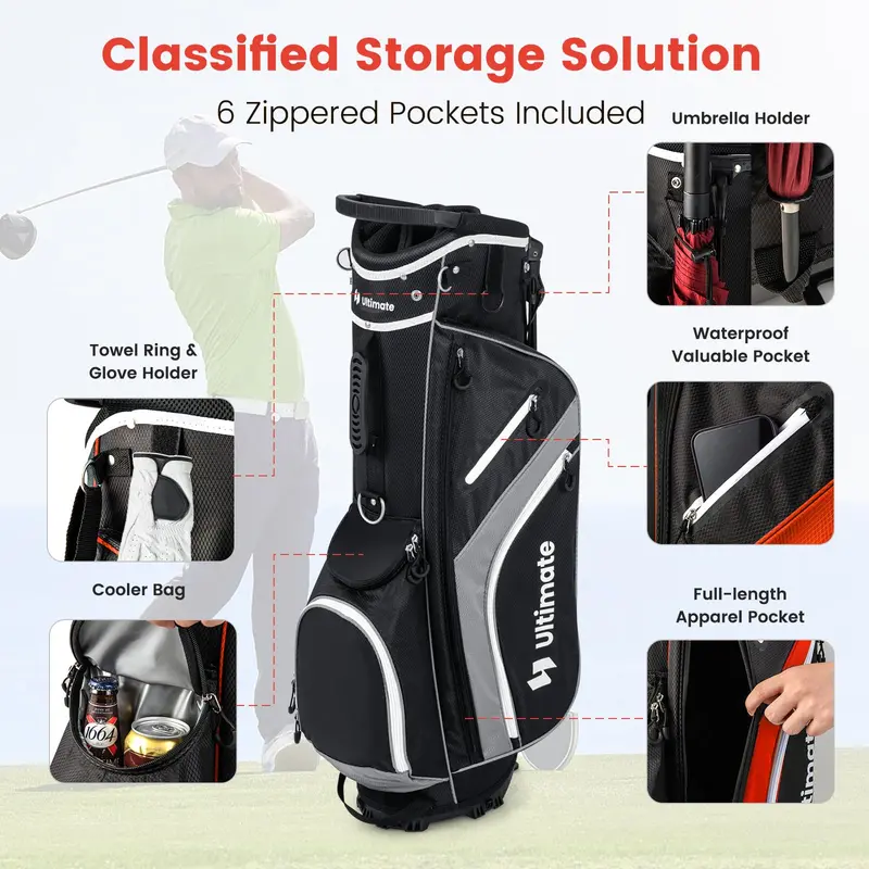 Premium Golf Stand Bag – 14-Way Top Divider with Sturdy Frame and Balanced Weight Distribution