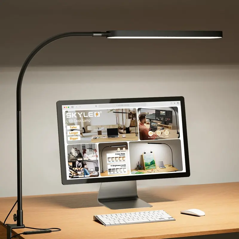 Premium LED Desk Lamp – Articulating Arm, 5 Light Colors & 11 Dimming Levels for Productivity
