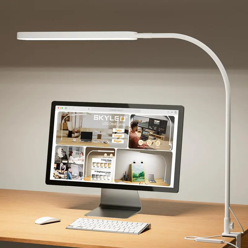 Premium LED Desk Lamp – Articulating Arm, 5 Light Colors & 11 Dimming Levels for Productivity