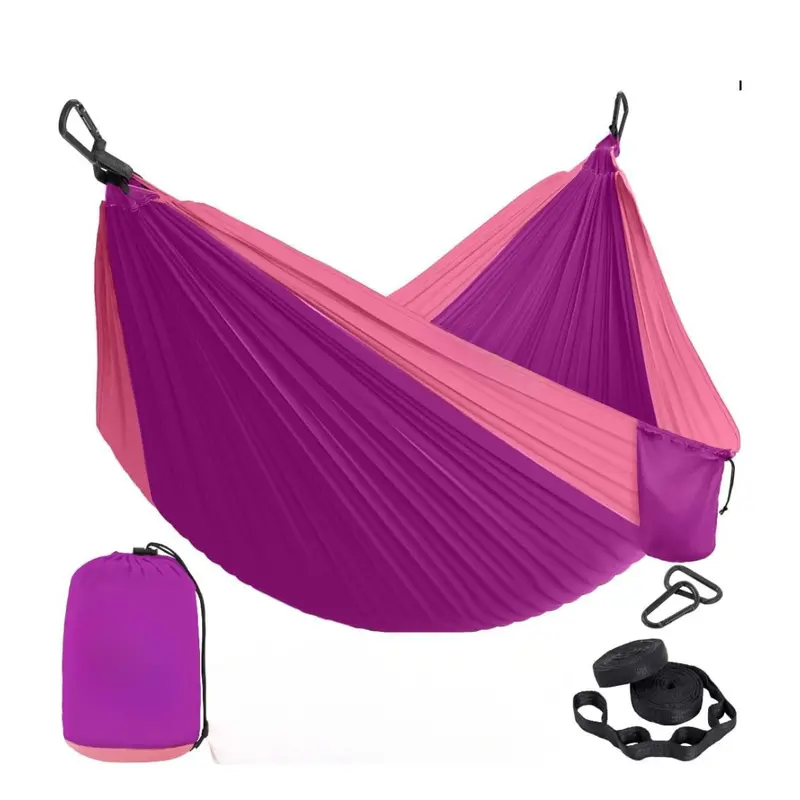Premium Nylon Hammock with Heavy-Duty Adjustable Tree Straps & Steel Carabiners