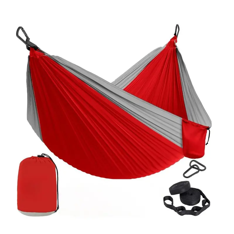 Premium Nylon Hammock with Heavy-Duty Adjustable Tree Straps & Steel Carabiners