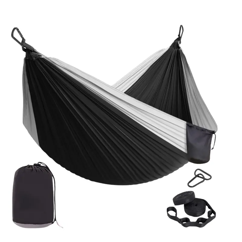 Premium Nylon Hammock with Heavy-Duty Adjustable Tree Straps & Steel Carabiners