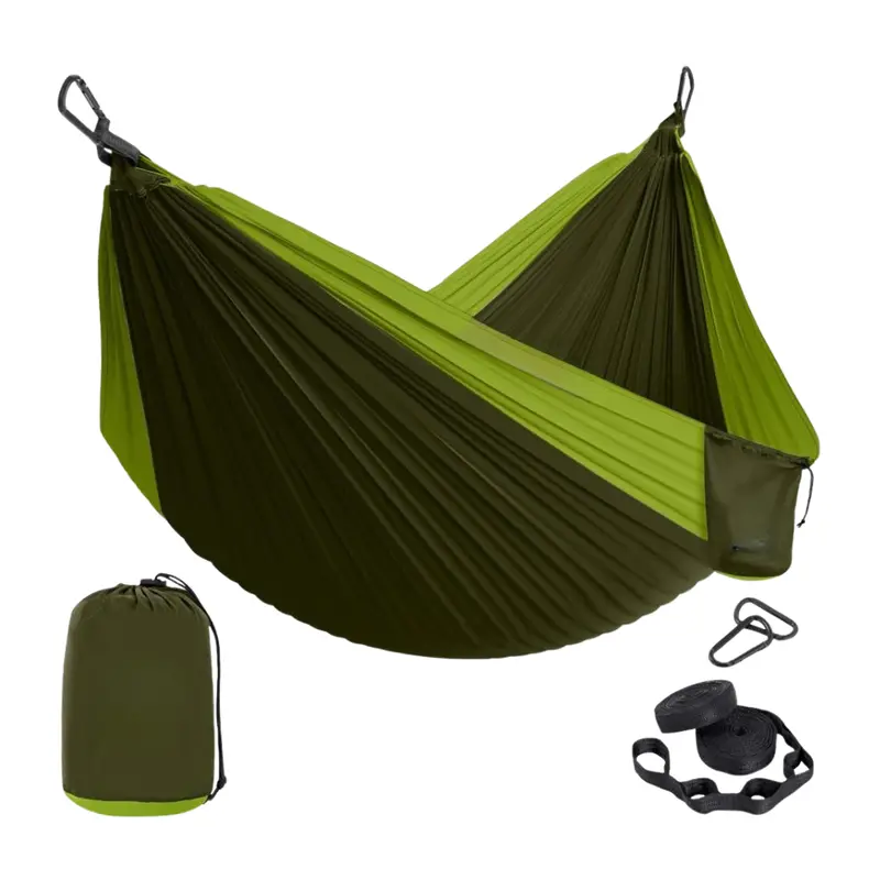 Premium Nylon Hammock with Heavy-Duty Adjustable Tree Straps & Steel Carabiners