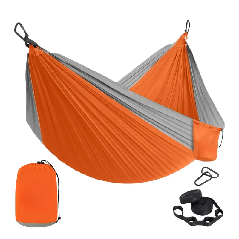 Premium Nylon Hammock with Heavy-Duty Adjustable Tree Straps & Steel Carabiners