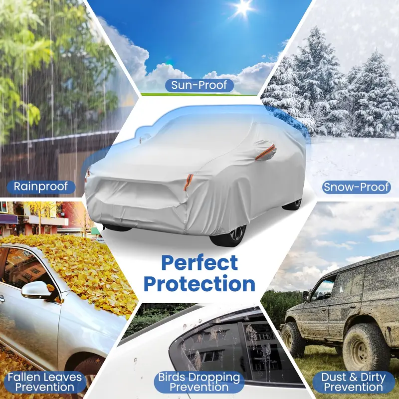 Premium Outdoor Car Cover – Fully Waterproof Auto Protector with Soft Cotton Interior Lining