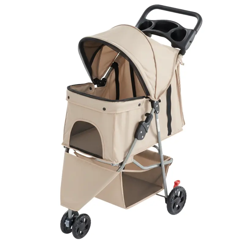 Premium Pet Stroller with Mesh Canopy, Under-Basket Storage & Cup Holder 2
