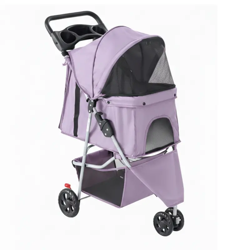 Premium Pet Stroller with Mesh Canopy, Under-Basket Storage & Cup Holder