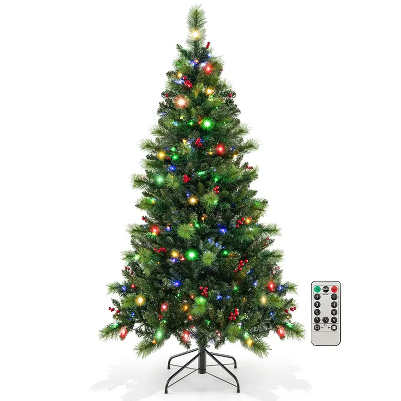 Premium Pre-Lit Hinged Christmas Tree with 670 PVC & Pine Tip Branches