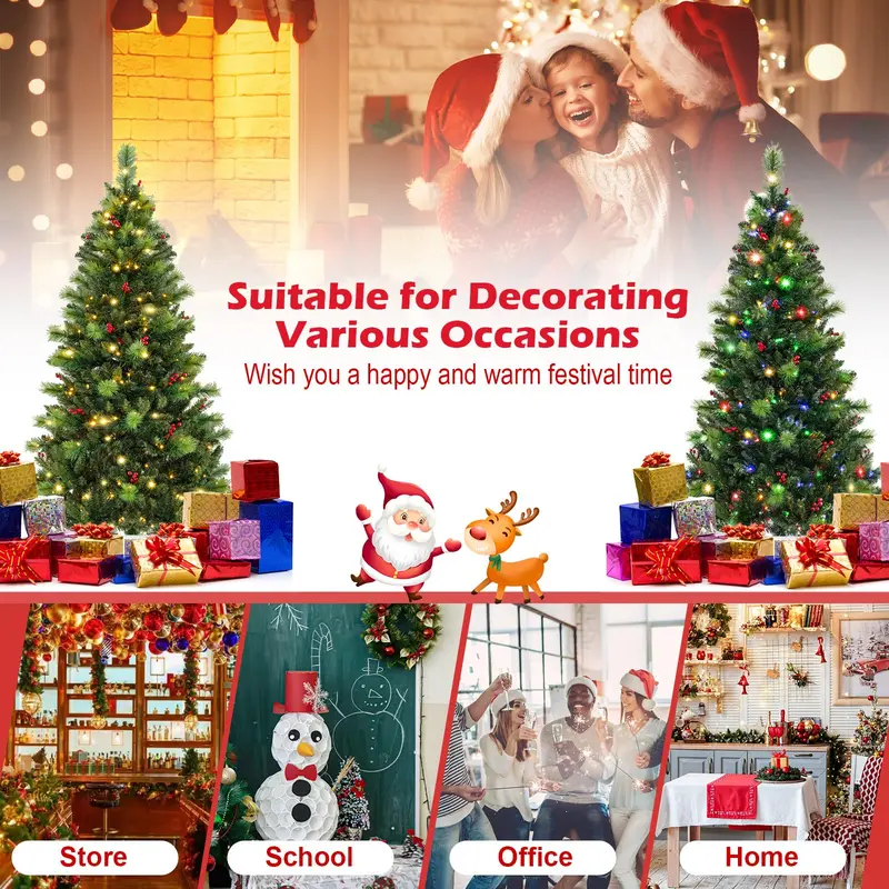 Premium Pre-Lit Hinged Christmas Tree with 670 PVC & Pine Tip Branches 2
