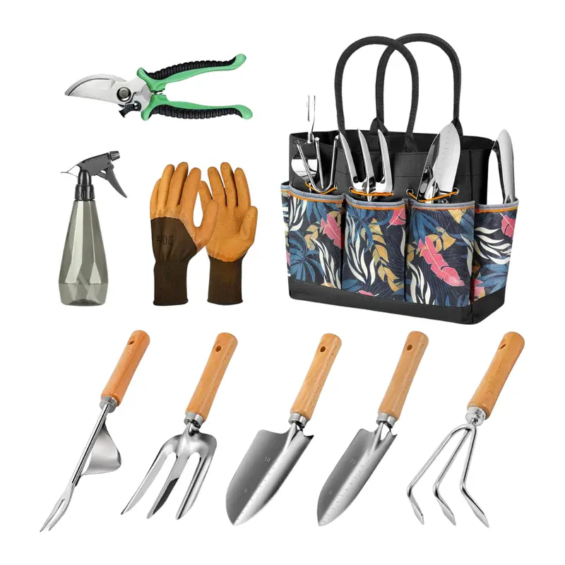Premium Stainless Steel Garden Tool Set with Durable Storage Tote 2