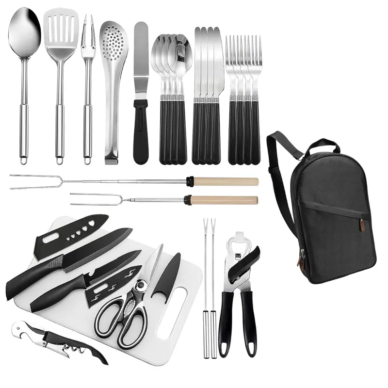 Premium Stainless Steel Outdoor Cooking Kit – 31-Piece Set with Storage Case 2
