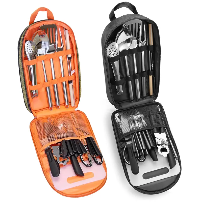 Premium Stainless Steel Outdoor Cooking Kit – 31-Piece Set with Storage Case
