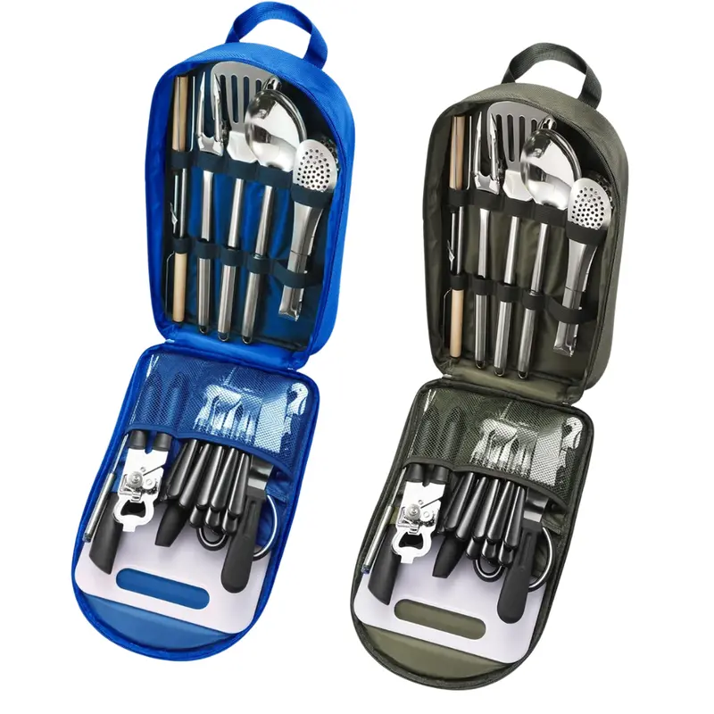 Premium Stainless Steel Outdoor Cooking Kit – 31-Piece Set with Storage Case