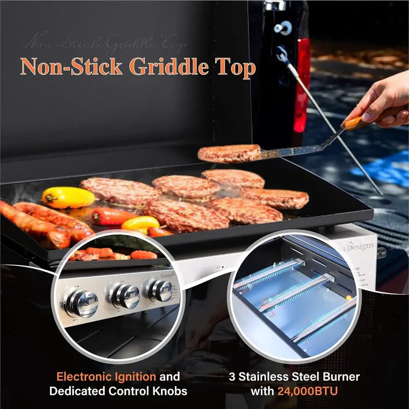Premium Stainless Steel Propane Grill with Side Burner – 42,000 BTU Outdoor Cooking System with Enameled Cast Iron Grates