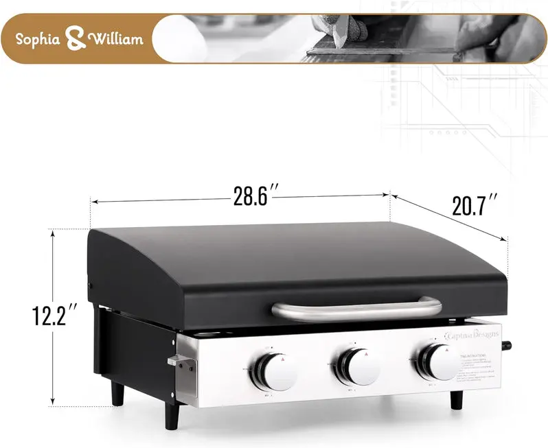 Premium Stainless Steel Propane Grill with Side Burner – 42,000 BTU Outdoor Cooking System with Enameled Cast Iron Grates