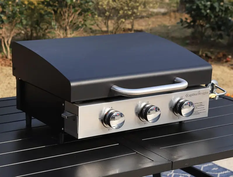 Premium Stainless Steel Propane Grill with Side Burner – 42,000 BTU Outdoor Cooking System with Enameled Cast Iron Grates