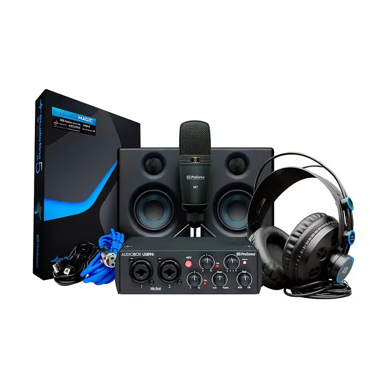 PreSonus AudioBox Studio Ultimate 25th Anniversary Bundle – USB Audio Interface, Studio Monitors, Headphones, Condenser Mic, and Production Software