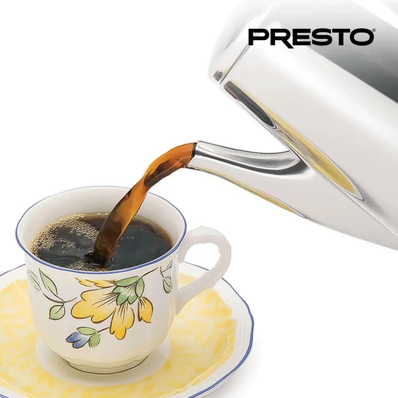 Presto 12-Cup Stainless Steel Percolator – Fast-Brewing Stovetop Coffee Maker (Silver)