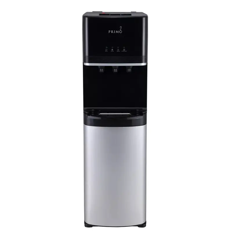 Primo Deluxe Bottom-Load Stainless Steel Water Cooler – Triple-Temperature Dispenser (Hot/Cold/Ambient)