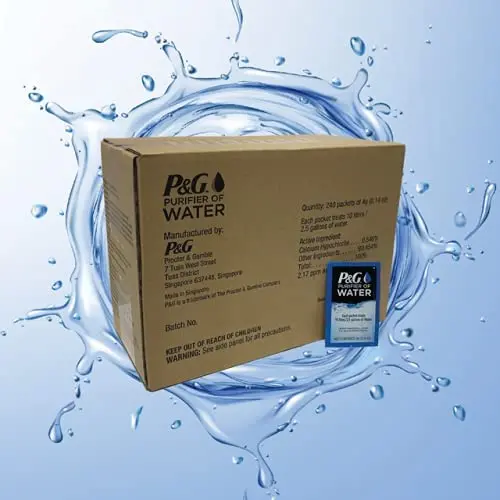 Procter & Gamble Purifier of Water Packets – 240 Emergency Water Purification Tablets for Camping & Disasters