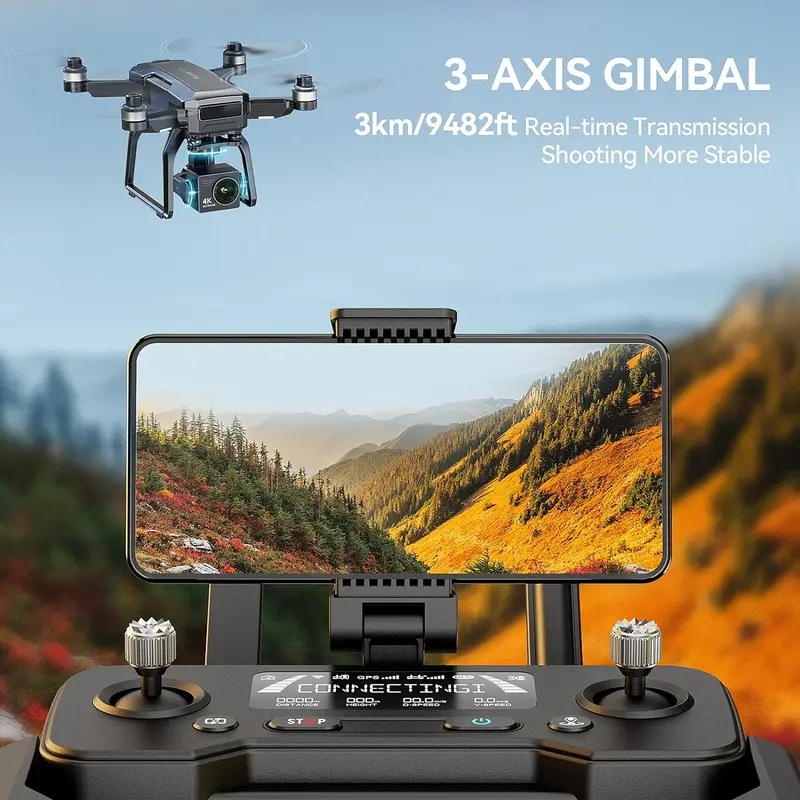 Professional 4K GPS Drone for Adults – 3-Axis Gimbal, 2-Mile Range, 75-Min Flight Time, Triple Battery Kit