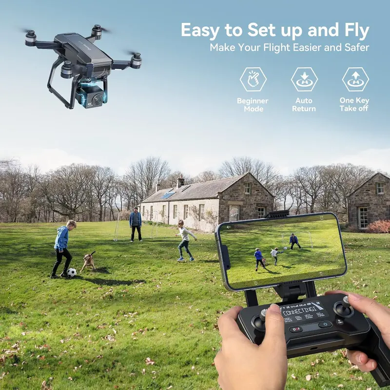 Professional 4K GPS Drone for Adults – 3-Axis Gimbal, 2-Mile Range, 75-Min Flight Time, Triple Battery Kit