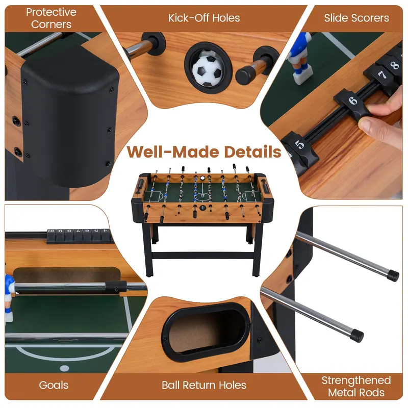 Professional-Grade 47-Inch Soccer Table – Full Competition Size, 22 Figures, Dual-Ball System